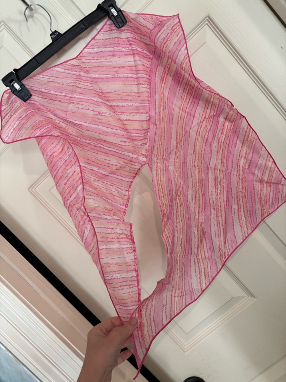 Vintage Split Sheer Pink Striped Scarf